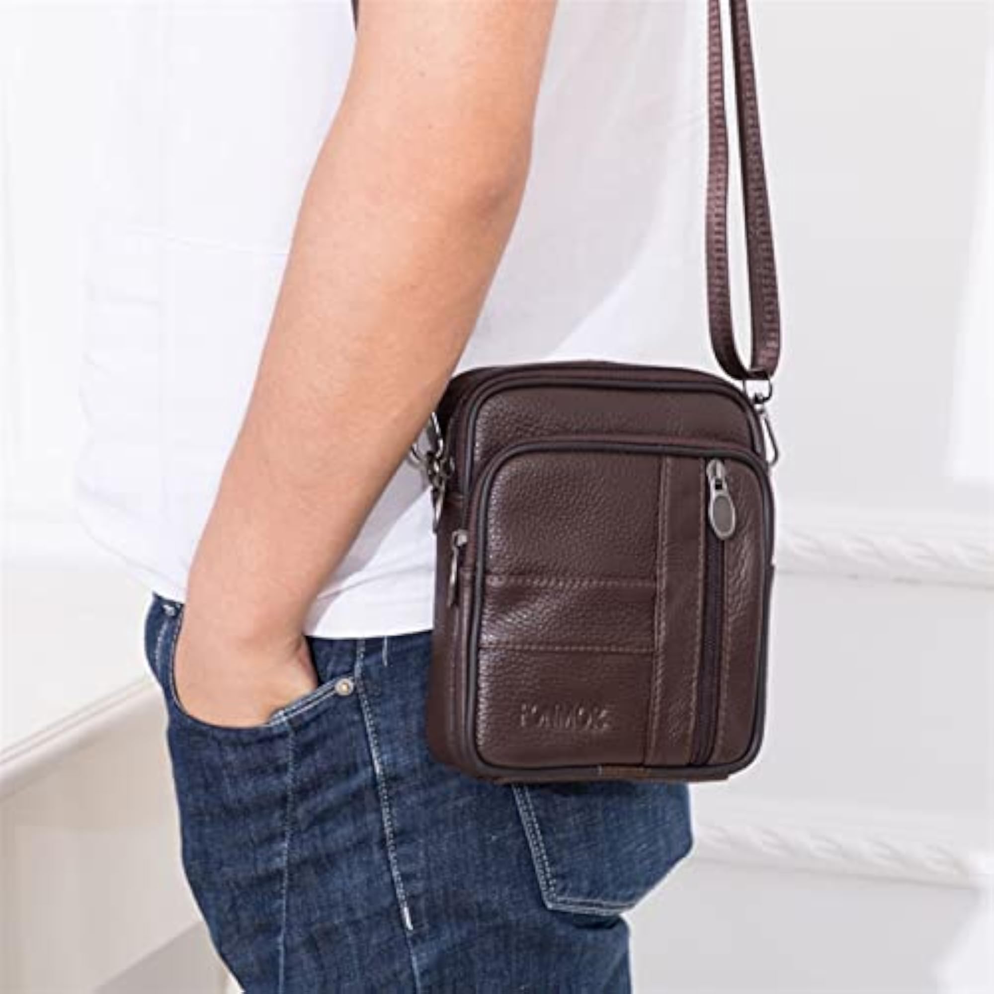 Men's Genuine Leather Multi-Function Shoulder Bag
